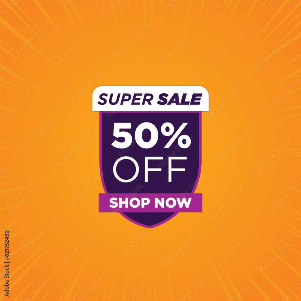 Super sale 50% off social media multipurpose sale banner design background template