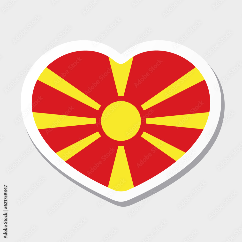 Flag of North Macedonia icon. Vector heart sticker. Best for mobile apps, UI and web design. Flag of North Macedonia icon. Vector heart sticker. Best for mobile apps, UI and web design.