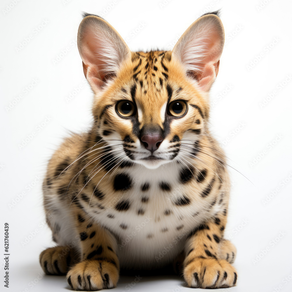 A Serval (Leptailurus serval) poised to pounce. A Serval (Leptailurus serval) poised to pounce.