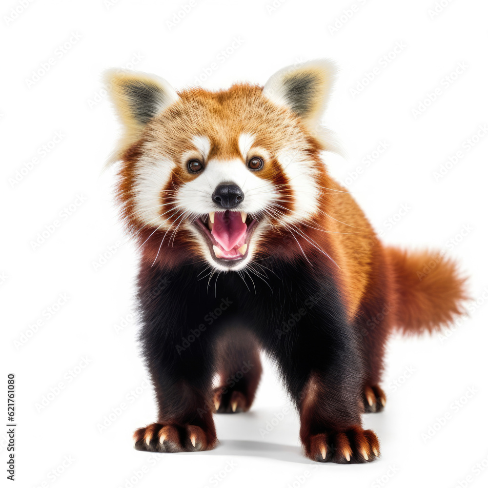 Fototapeta premium A playful Red Panda (Ailurus fulgens) in an engaging pose.