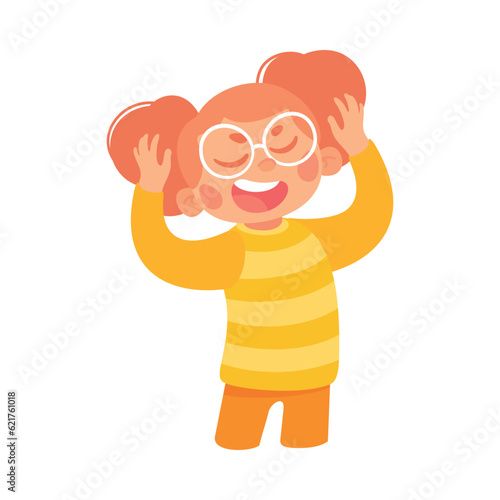 Angry Bullying Girl Character with Face Grimace Teasing Somebody Vector Illustration