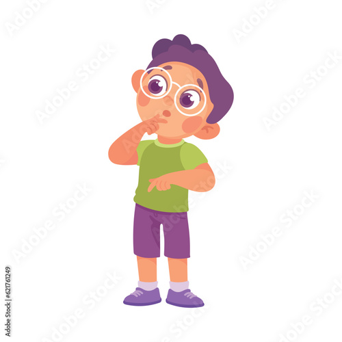Bullied Boy with Sad Face Suffering from Mockery and Sneer Vector Illustration