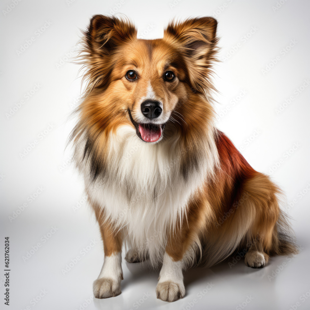 A Shetland Sheepdog (Canis lupus familiaris) with dichromatic eyes. A Shetland Sheepdog (Canis lupus familiaris) with dichromatic eyes.