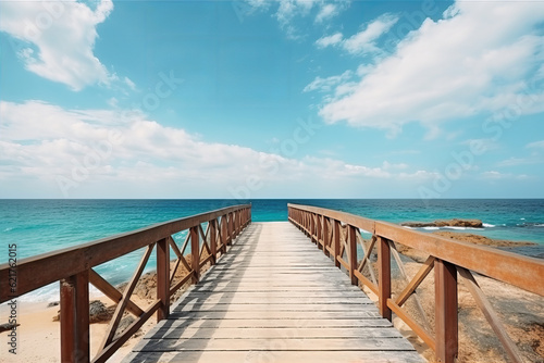 Wooden bridge over the sea © Gilang
