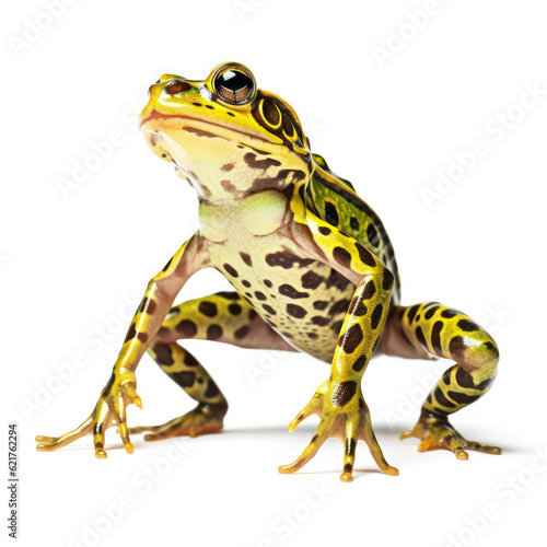 A lively Leopard Frog (Lithobates pipiens) ready to leap.