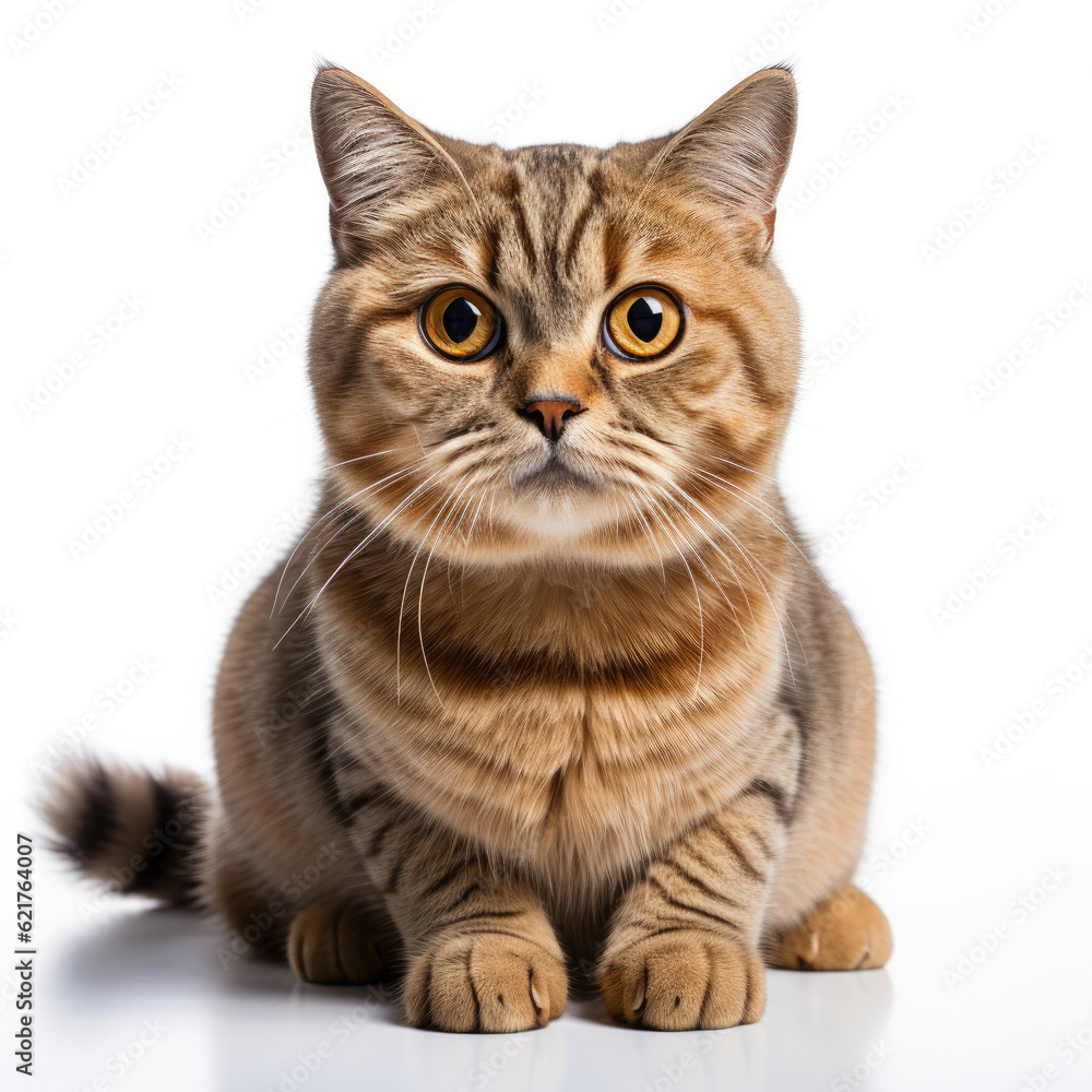 A Scottish Fold cat (Felis catus) with striking dichromatic eyes.