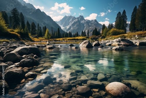 Secluded Alpine Lake, Generative AI © ManusiaIkan