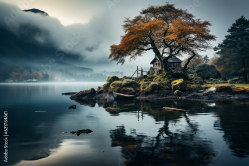 Serene Lakeside, Generative AI. © ManusiaIkan