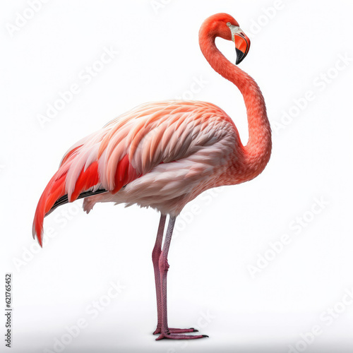 A vibrant Flamingo  Phoenicopterus  showcasing its pink feathers.