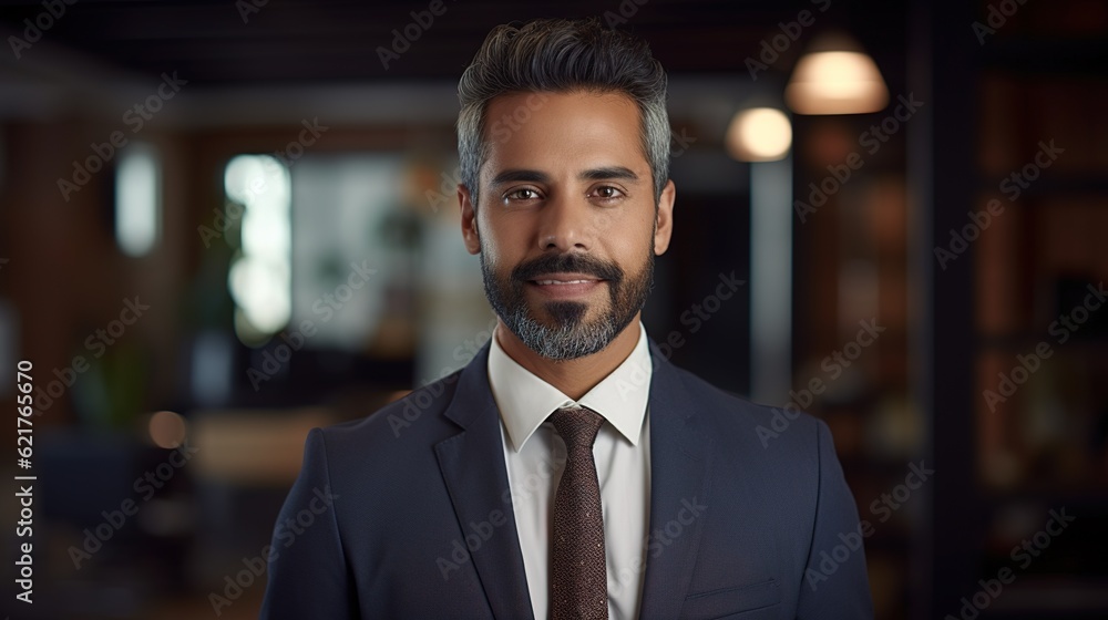 Portrait of successful businessman standing in office Portrait of successful businessman standing in office