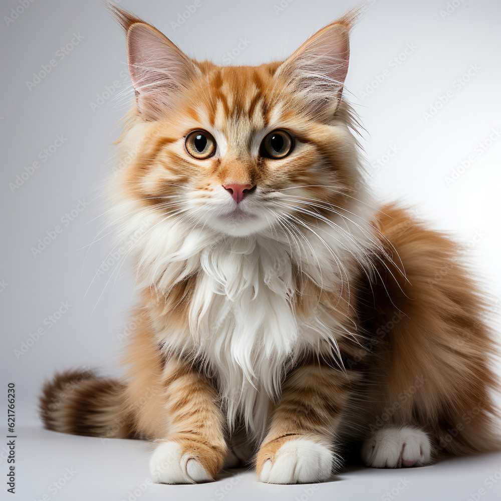 An adorable Siberian Forest Cat kitten (Felis catus) sitting with a curious expression. An adorable Siberian Forest Cat kitten (Felis catus) sitting with a curious expression.
