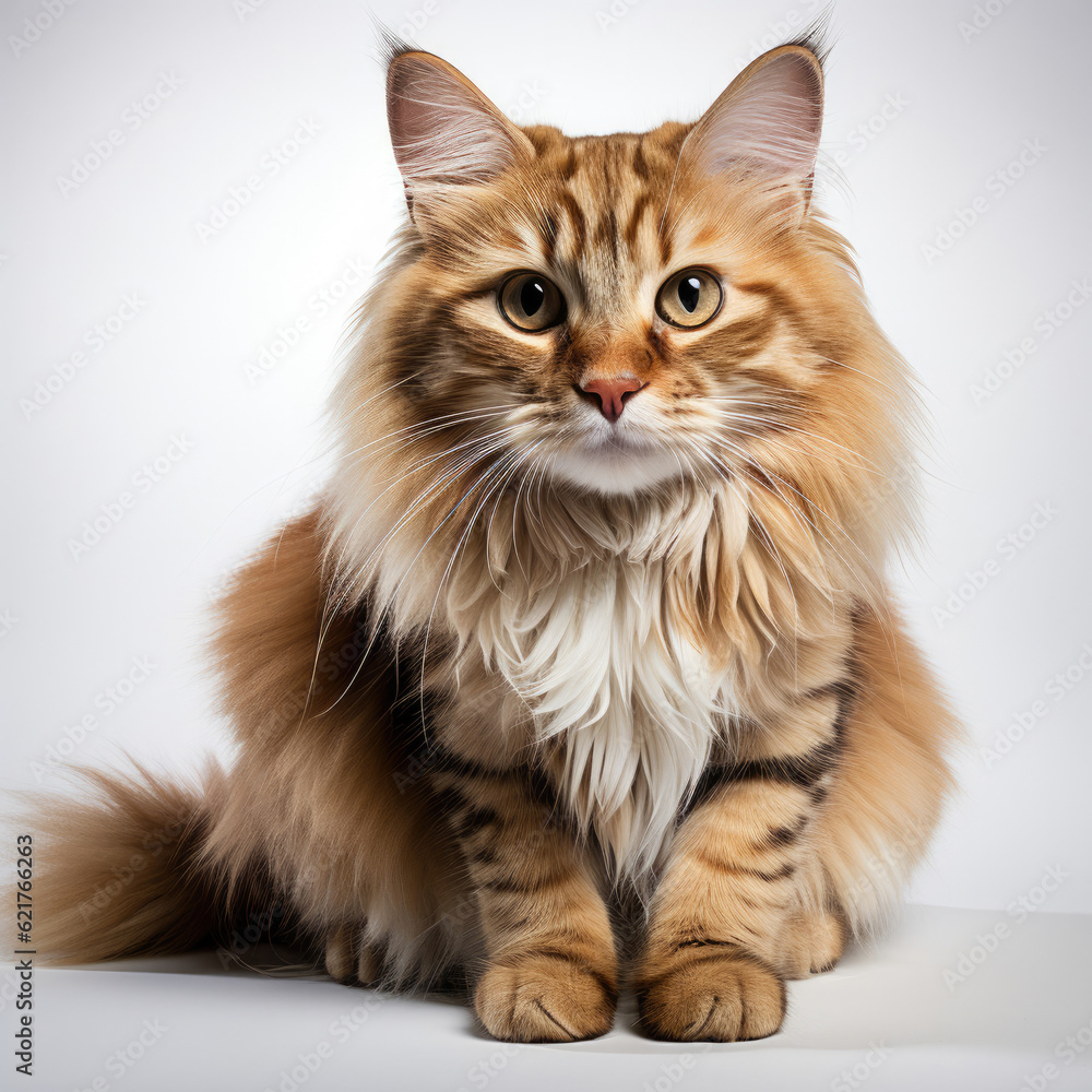 An adorable Siberian Forest Cat kitten (Felis catus) sitting with a curious expression. An adorable Siberian Forest Cat kitten (Felis catus) sitting with a curious expression.