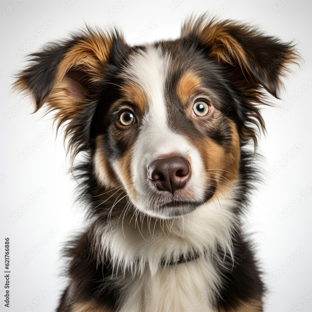 A curious Border Collie puppy (Canis lupus familiaris) with a red and white coat, exploring its surroundings. A curious Border Collie puppy (Canis lupus familiaris) with a red and white coat, exploring its surroundings.