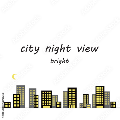 街の夜景の背景イラスト05　線画