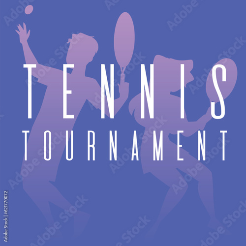 Squared banner about tennis tournament flat style, vector illustration