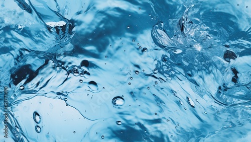 Close up blue Water splash with bubbles on white background Generative AI