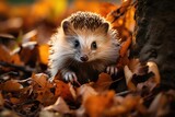 hedgehog in an autumn forest - created using generative AI tools
