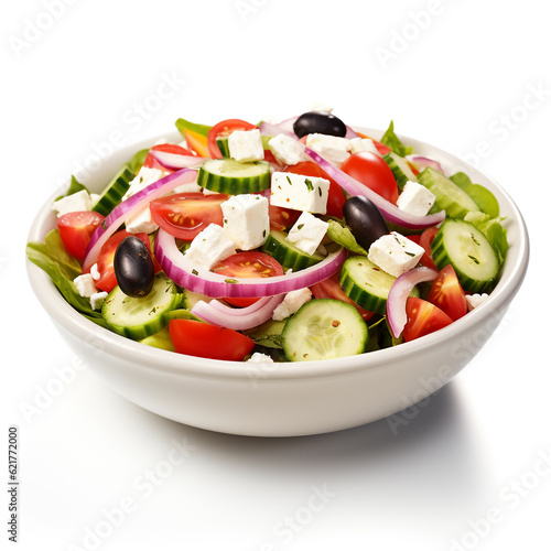 Greek salad with feta cheese, Fresh Greek salad in a bowl