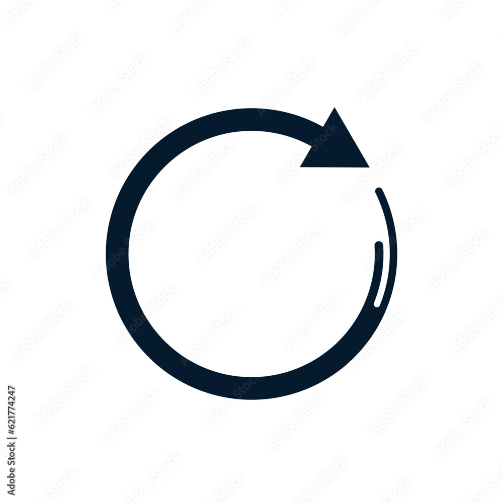 Arrow in a circle. Concept of cyclic rotation. Vector icon isolated on white background. Arrow in a circle. Concept of cyclic rotation. Vector icon isolated on white background.