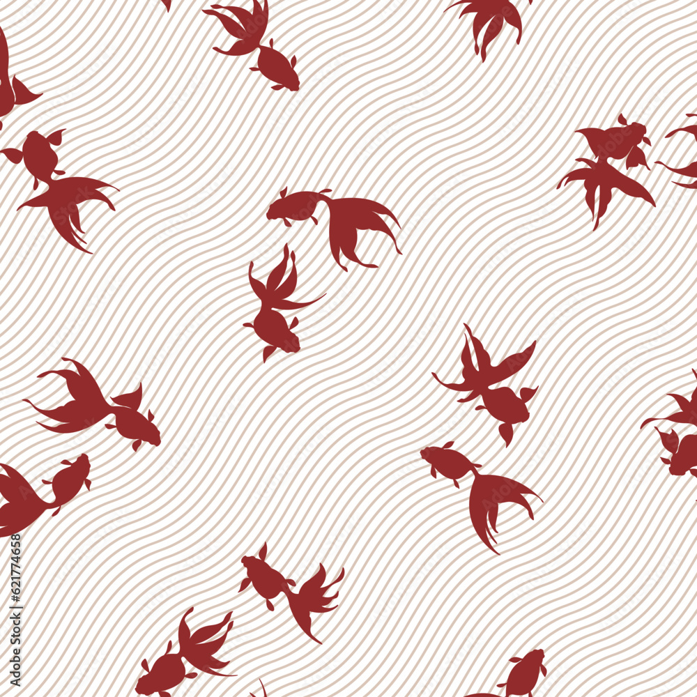 A fish swimming in a Japanese style water flow, A fish swimming in a Japanese style water flow,