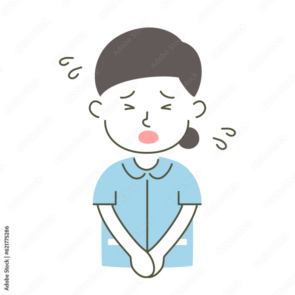 woman, nurse, medical care, simple, simple substance, human, illustration, vector, apologize, apology, bow, sad, hard, sweat, panic woman, nurse, medical care, simple, simple substance, human, illustration, vector, apologize, apology, bow, sad, hard, sweat, panic