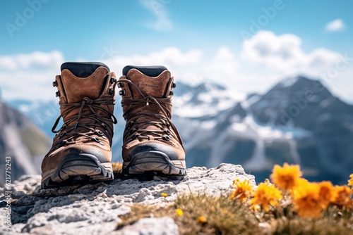 hiker's boots standing on a rocky trail