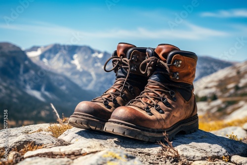 hiker's boots standing on a rocky trail © Christian