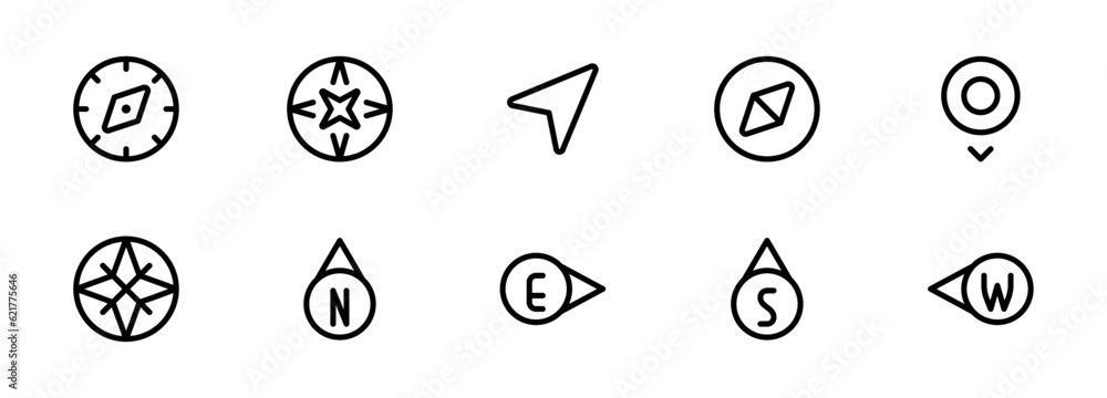 Compass icon. Wind rose icon. linear Editable Stroke. Line, Solid, Flat Line, thin style and Suitable for Web Page, Mobile App, UI, UX design. Compass icon. Wind rose icon. linear Editable Stroke. Line, Solid, Flat Line, thin style and Suitable for Web Page, Mobile App, UI, UX design.