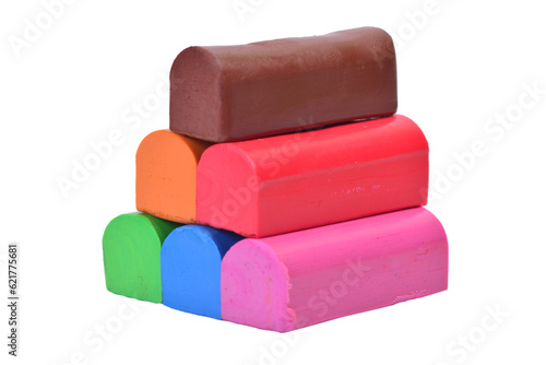 Fotografie Stack of colorful plasticine isolated