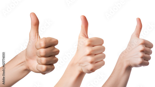 Close-up of hand showing thumbs up sign. Generated AI