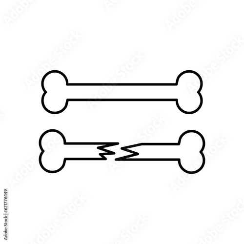 Dog Bone Crack Outline Vector Icon Illustration