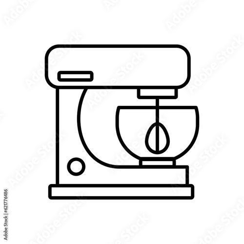 Electric Kitchen Mixer Outline Vector Icon Illustration