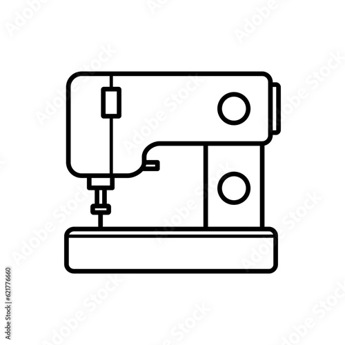 Sewing, Embroidery Machine Outline Vector Icon Illustration
