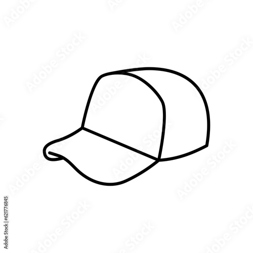 Trucker Hat, Baseball Cap Outline Vector Icon Illustration