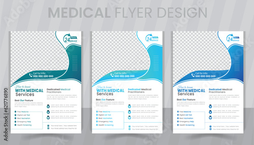  Health care service flyer template and professional medical healthcare leaflet design 