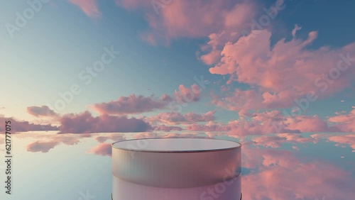 Podium backdrop for product display in cloudscape 3d animation