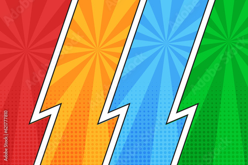 Halftone comic book background  frames with rays