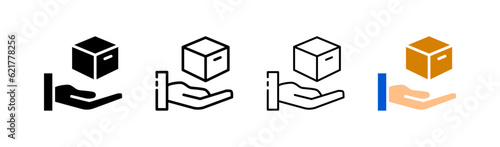 Package. Different styles, color, parcel delivery. vector icon.