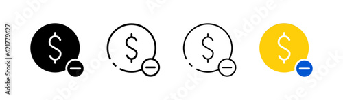 Withdraw money from the balance. Different styles, colored, withdraw money from wallet. Vector icons.