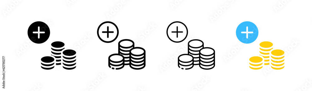 Top up balance. Different style, color, Top up balance icons. Vector icons. Top up balance. Different style, color, Top up balance icons. Vector icons.