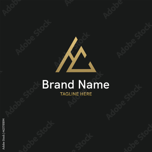 Triangular abstract design Triangular logo design with letter HC or CH
