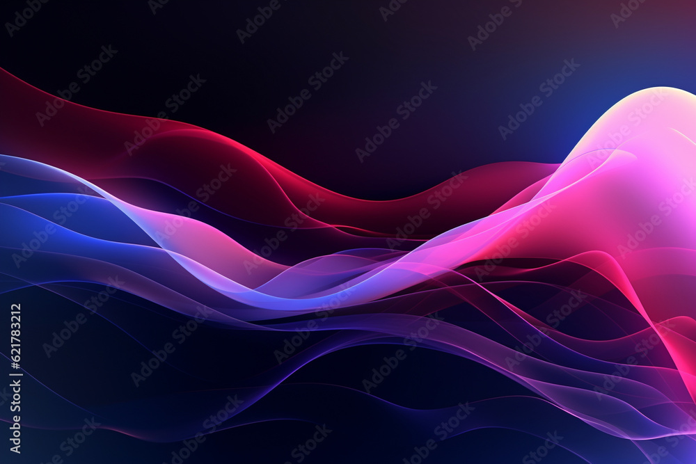 Background design with flowing waves and transparent smoke-like elements in enchanting shades of purple and blue. Ai generated Background design with flowing waves and transparent smoke-like elements in enchanting shades of purple and blue. Ai generated