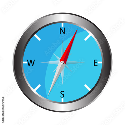 Compass design in blue isolated on a white background
