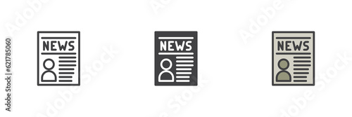 News paper different style icon set