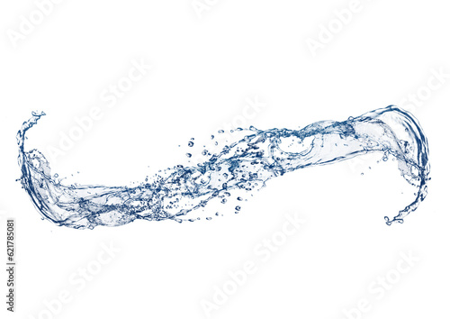 白い背景に飛び散る青い水しぶきの3dイラスト