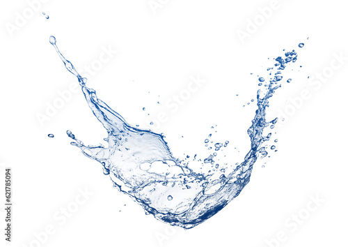 Canvastavla 白い背景に飛び散る青い水しぶきの3dイラスト