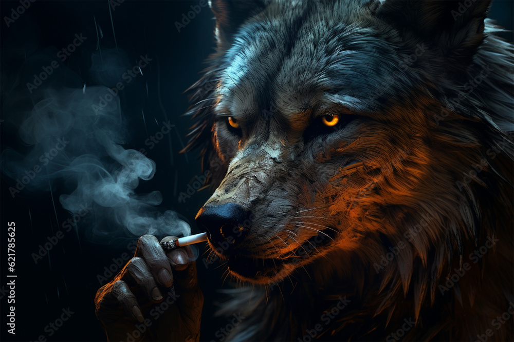 Fototapeta premium wolf in the snow generative ai