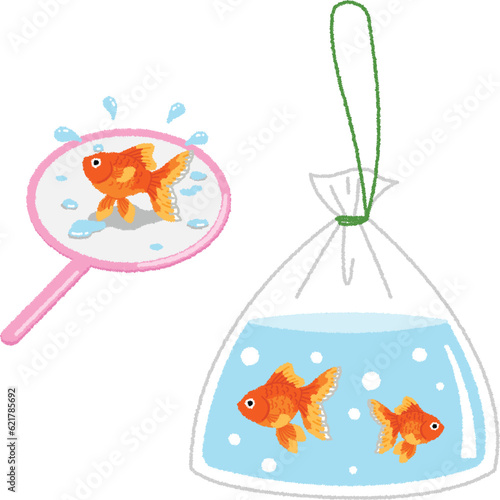 金魚すくいのイラスト