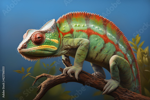 iguana on a branch generative ai © yusmahendra0408