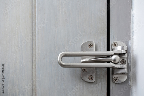 swing bar door lock, safety door lock latch inside for front swinging door at hotel, classic security and privacy locking device